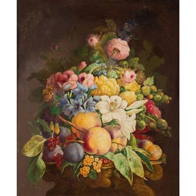 Still Life With A Bouquet Of Flowers Rose J Leigh 1844 1920 Ireland