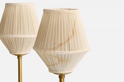 Swedish Designer Floor Lamp with Brass and Fabric Sweden 1940s