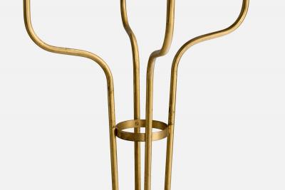 Swedish Designer Floor Lamp with Brass and Fabric Sweden 1940s