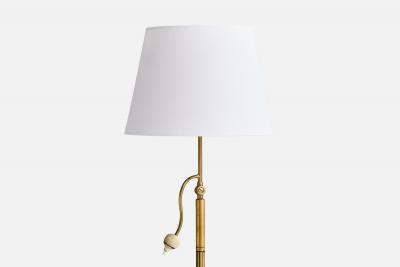 Swedish Designer Floor Lamp with Brass and Fabric Sweden 1940s