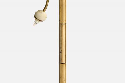 Swedish Designer Floor Lamp with Brass and Fabric Sweden 1940s
