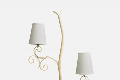 Swedish Designer Floor Lamp with Iron and Fabric Sweden 1940s