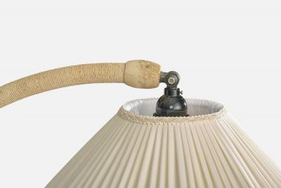 Swedish Designer Floor Lamp with Wood Cord and Fabric Sweden 1930s