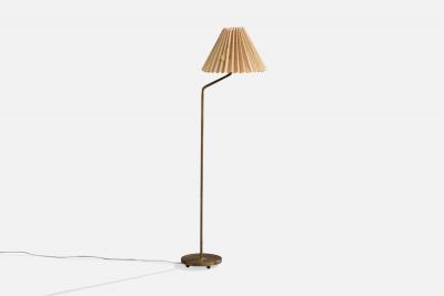 Swedish Designer Floor Lamps with Brass and Fabric Sweden 1950s