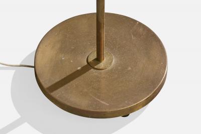 Swedish Designer Floor Lamps with Brass and Fabric Sweden 1950s