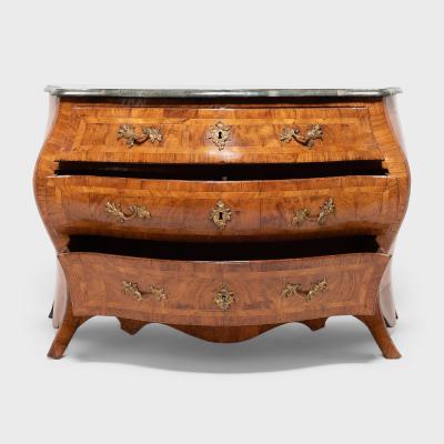 Swedish Rococo Parquetry Bombe Commode
