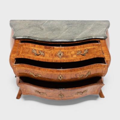 Swedish Rococo Parquetry Bombe Commode