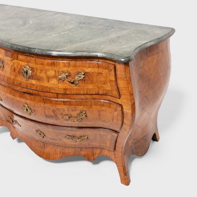 Swedish Rococo Parquetry Bombe Commode