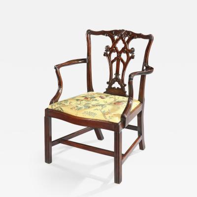 Thomas Chippendale Antique English Fine Pure Chippendale Period Cuban Carved Mahogany Armchair