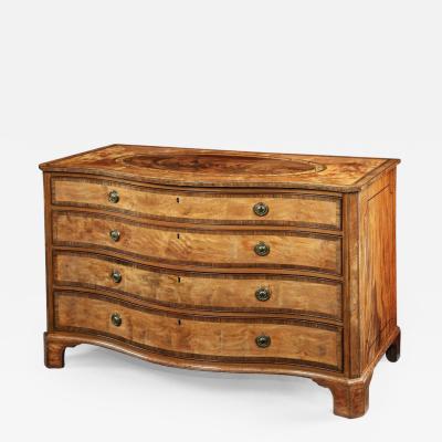 Thomas Chippendale Georgian Period Satinwood Serpentine Commode Chest