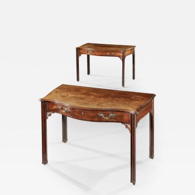Thomas Chippendale Pair of Chippendale Period Mahogany Serpentine Side Tables