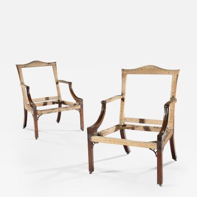 Thomas Chippendale Pair of Georgian Period Gainsborough Chairs