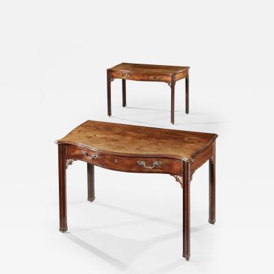 Thomas Chippendale Pair of Georgian Period Mahogany Serpentine Sidetables Matched 