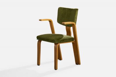 Thonet Brothers Armchairs with Birch and Velvet USA 1940s