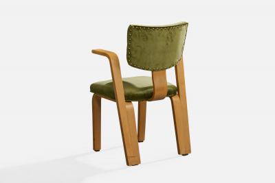 Thonet Brothers Armchairs with Birch and Velvet USA 1940s