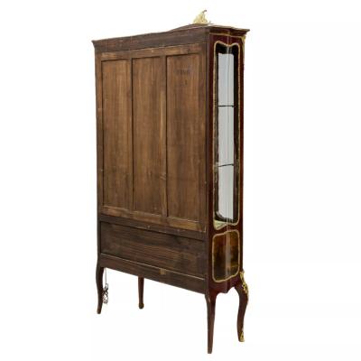 Three Door Mahogany Display Cabinet With Painted Panels And Gilt Bronze Mounts