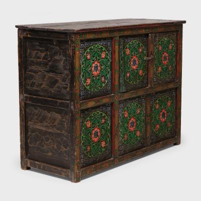 Tibetan Green Red Poppy Cabinet