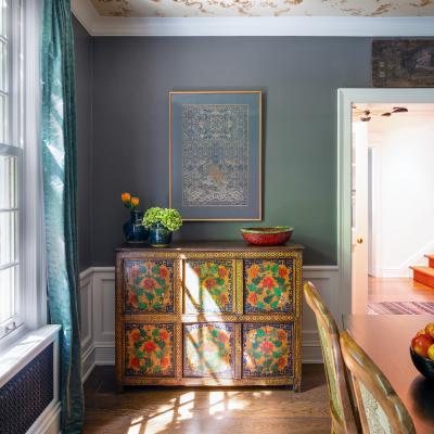 Tibetan Red Gold Blossom Cabinet