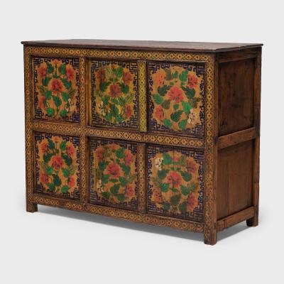 Tibetan Red Gold Blossom Cabinet