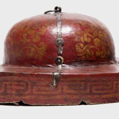 Tibetan Red Lacquer Cymbal Case Lid