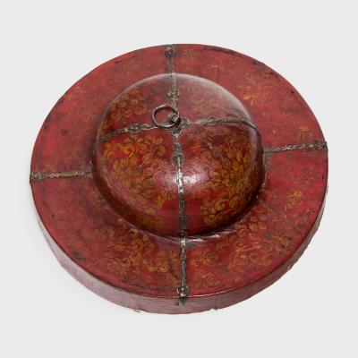 Tibetan Red Lacquer Cymbal Case Lid