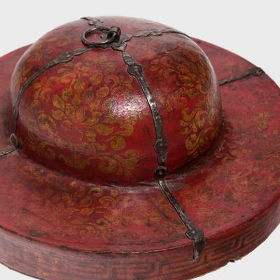 Tibetan Red Lacquer Cymbal Case Lid