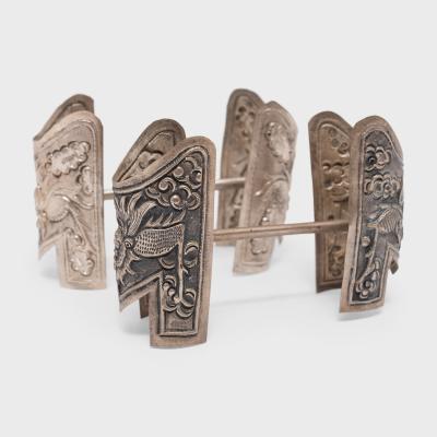 Tibetan Repouss Silver Fitting with Dragons