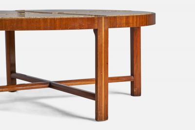 Tommi Parzinger Tommi Parzinger Coffee Table with Walnut and Travertine USA 1950s