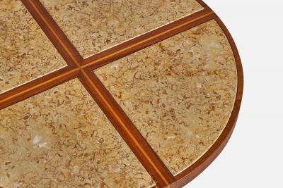 Tommi Parzinger Tommi Parzinger Coffee Table with Walnut and Travertine USA 1950s