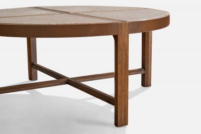 Tommi Parzinger Tommi Parzinger Coffee Table with Walnut and Travertine USA 1950s