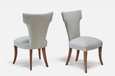 Tommi Parzinger Tommi Parzinger Dining Room Chairs with Mahogany and Fabric USA 1950s