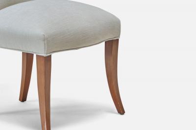 Tommi Parzinger Tommi Parzinger Dining Room Chairs with Mahogany and Fabric USA 1950s