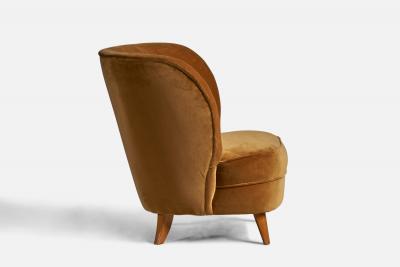 Tor Wolfenstein Tor Wolfenstein Lounge Chairs with Wood and Velvet Sweden 1940s