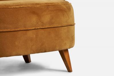 Tor Wolfenstein Tor Wolfenstein Lounge Chairs with Wood and Velvet Sweden 1940s