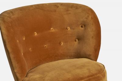 Tor Wolfenstein Tor Wolfenstein Lounge Chairs with Wood and Velvet Sweden 1940s