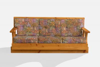 Tra Inn Sofa with Pine and Fabric Sweden 1970s