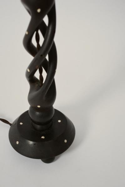 Turned wood twist lamp 1960s 