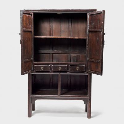 Two Door Tapered Cabinet with Open Shelves