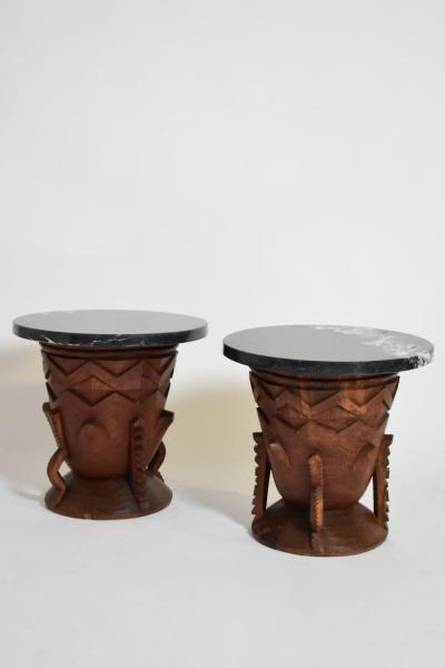 Two large African carved wooden side tables 1960s 