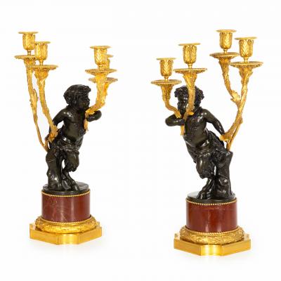 Very Fine Satyr Four Light Candelabra Henry Dasson ca 1892