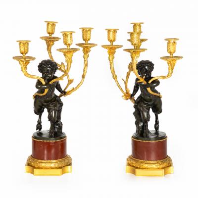 Very Fine Satyr Four Light Candelabra Henry Dasson ca 1892