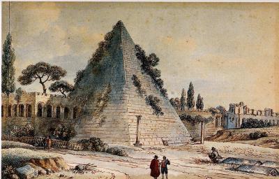 Victor Jean Nicolle Pyramid of Caius Cestius with the Aurelian Walls in Rome