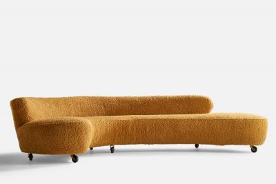 Vladimir Kagan Large Curved Sofa with Fabric and Metal USA 1950s