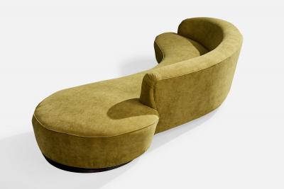 Vladimir Kagan Sofa with Fabric and Wood USA 1990s