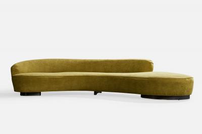 Vladimir Kagan Sofa with Fabric and Wood USA 1990s