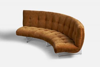 Vladimir Kagan Unicorn Sofa with Lucite and Velvet USA c 1975