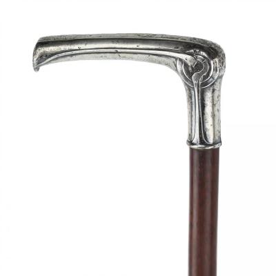 Walking Cane With A Silver Handle In The Art Nouveau Style Russia