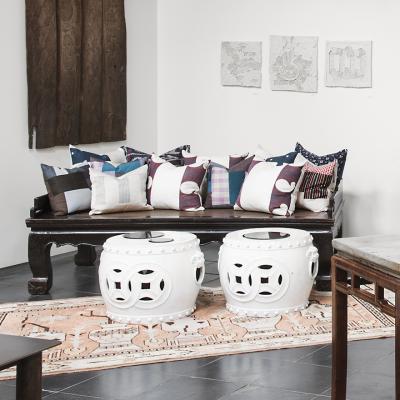 White Double Coin Garden Stool