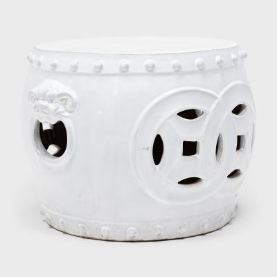 White Double Coin Garden Stool