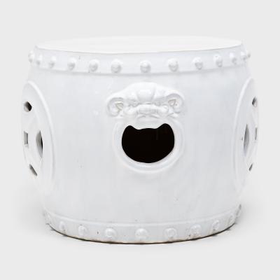 White Double Coin Garden Stool